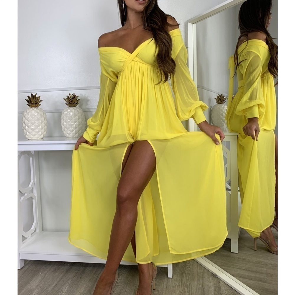Last 1 Miss Avenue Yellow Maxi Chiffon Dress
